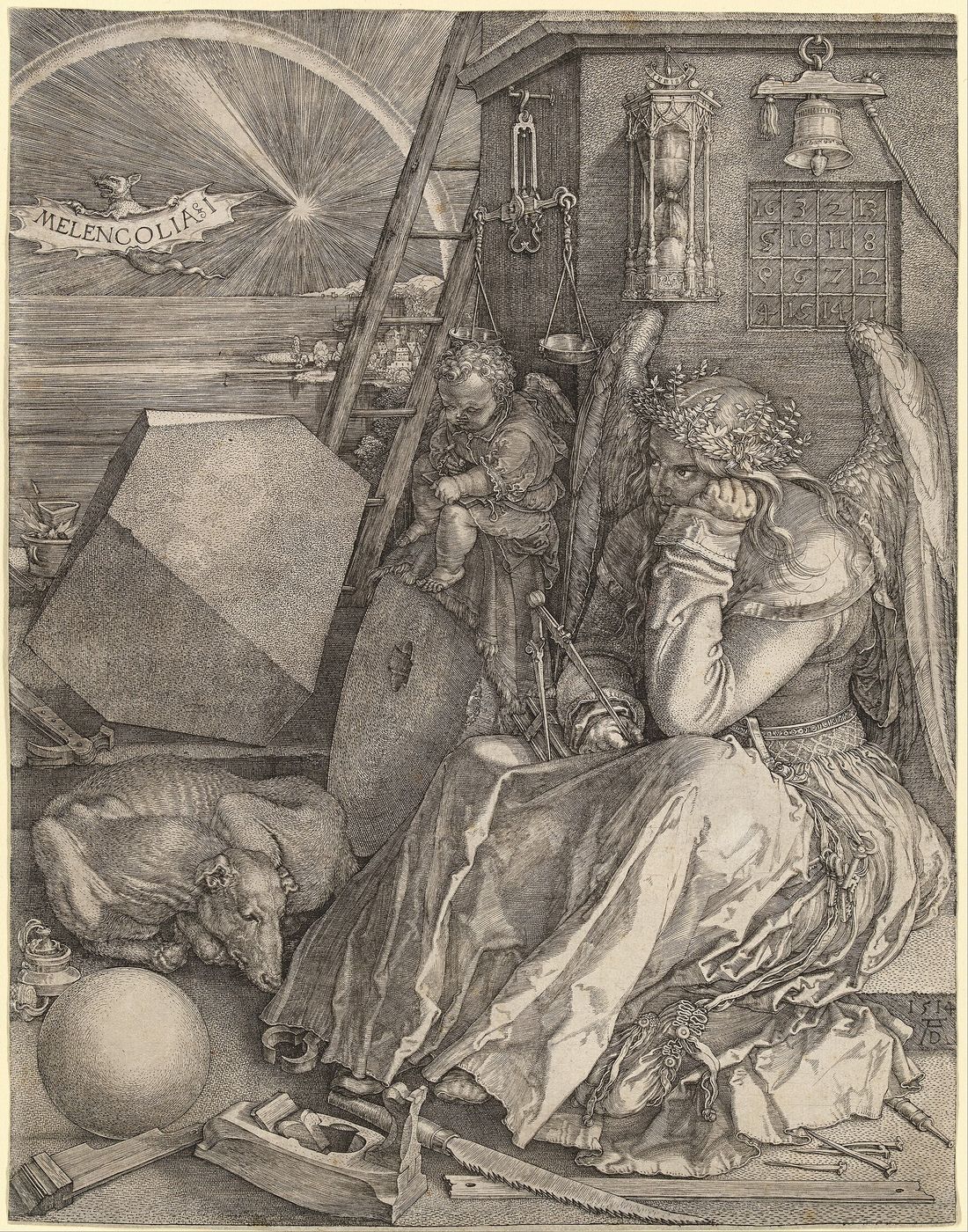 Dürer — Melencolia I, thought measured and winged